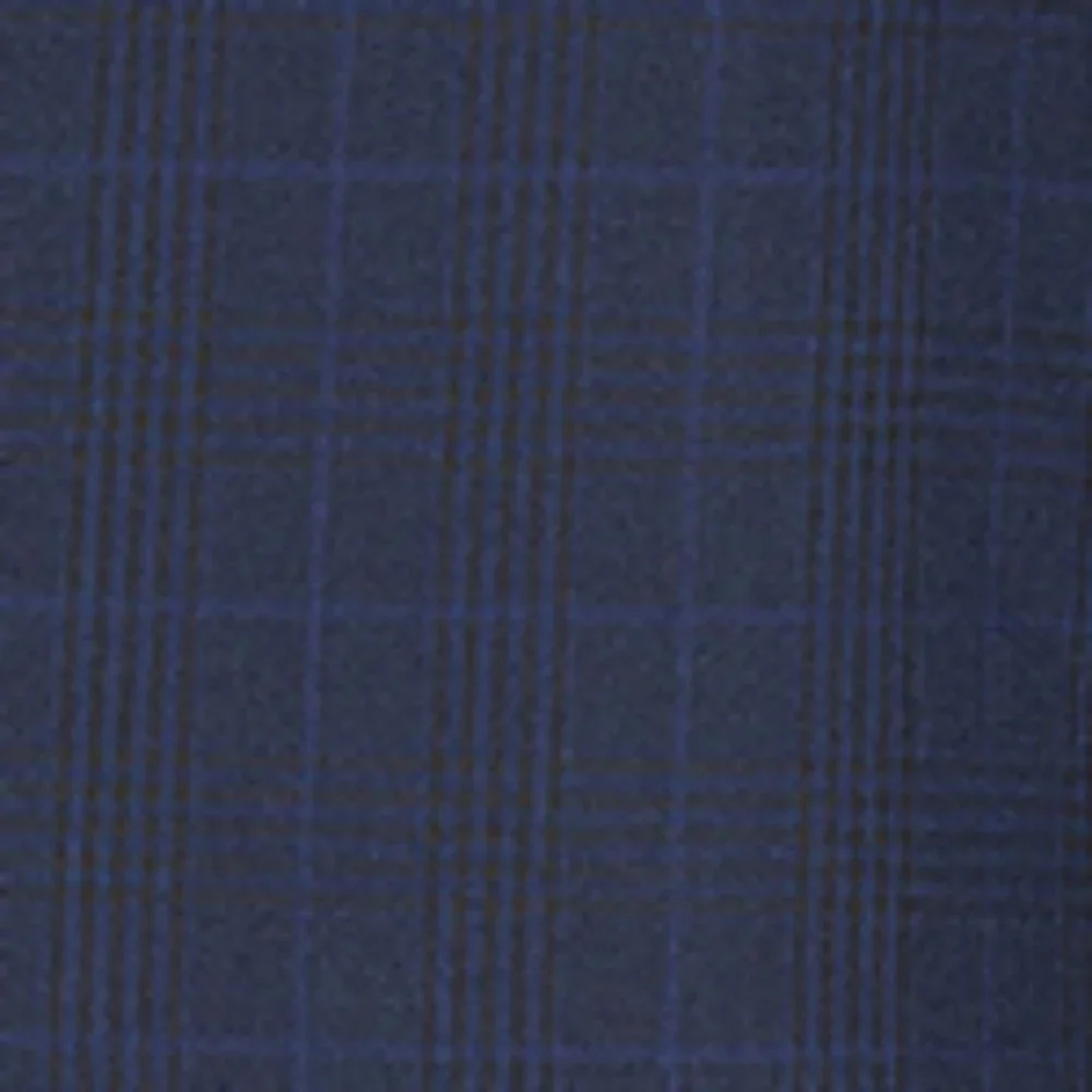 Luxurious Men's Double-Breasted Glen Plaid Suit-Navy - Picture 2 of 2